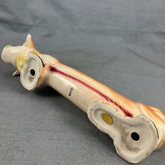 Vtg Japan Ceramic Toothpick or Incense Holder Cow Long boy 10" - Picture 5 of 6